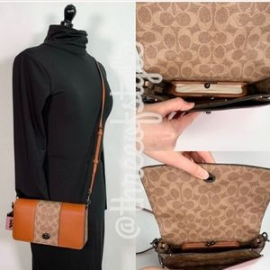 Coach Dinky Signature Canvas Blocking Tan Sunset